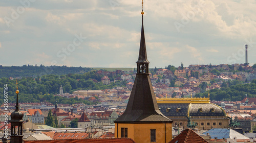 Cuadro en lienzo Historic Prague Skyline with Church Spires and Rooftops
