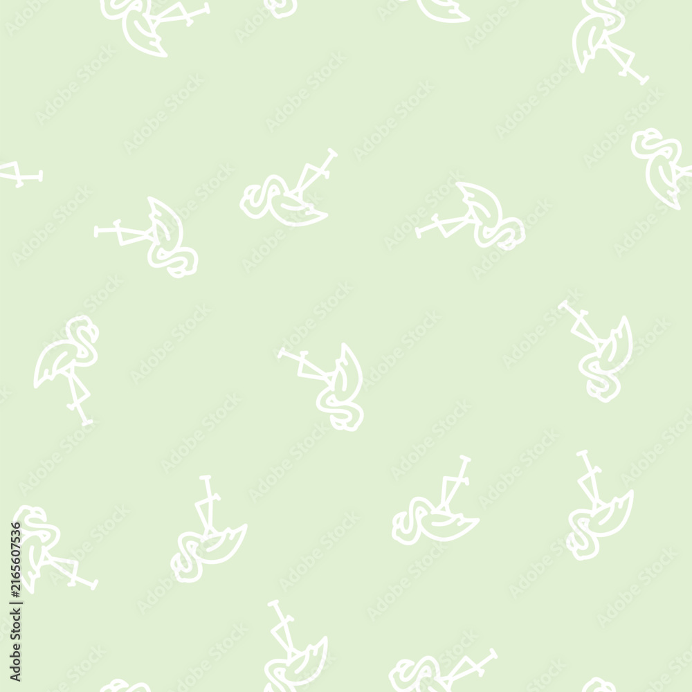 Naklejka premium flamingo bird line seamless pattern flamingo bird thin line illustration