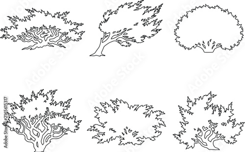 Detailed Floral Cluster Ring Plan Vector Set, Architectural Landscape Ornamental Flower Group Symbol Clipart, Site Plan Garden Ring Design Bundle