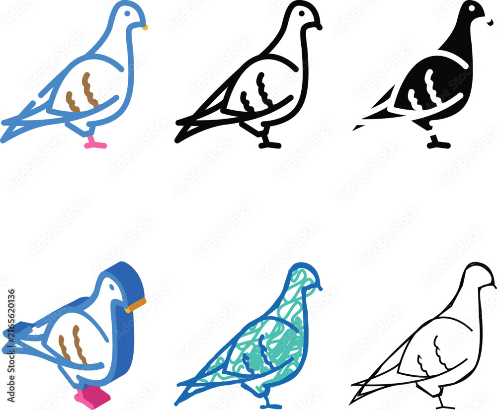 Naklejka premium pack pigeon bird color icon vector. pigeon bird sign. isolated symbol illustration