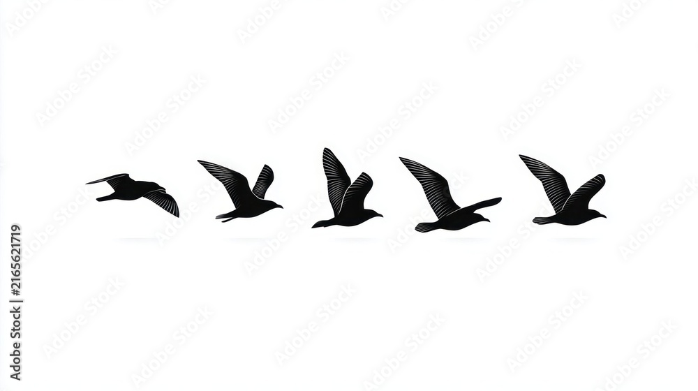 Obraz premium Elegant bird silhouette sequence in minimalist design