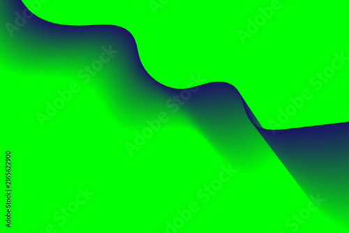 Abstract flowing ribbon of vibrant green and dark blue gradient background texture