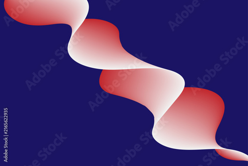 Abstract flowing ribbon shape in shades of coral and peach against deep blue