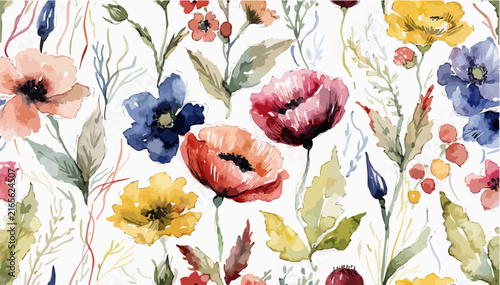 Vintage Garden Blooms with Delicate Watercolor Pigments