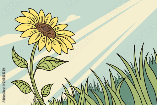sunflower on a green background