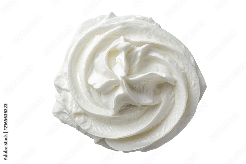 Fototapeta premium Round whipped cream rosette top view