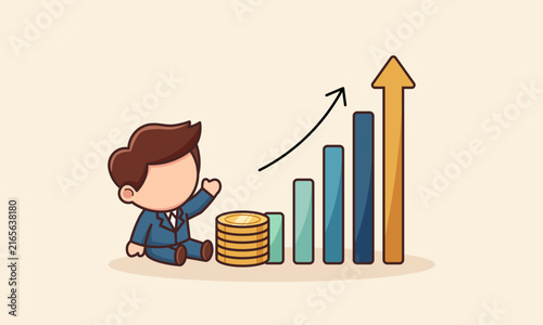 cute businessman investment growth illustration