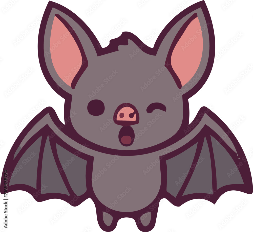 Obraz premium Cute Bat Flying Winking Excited Cartoon Mascot Vector Icon