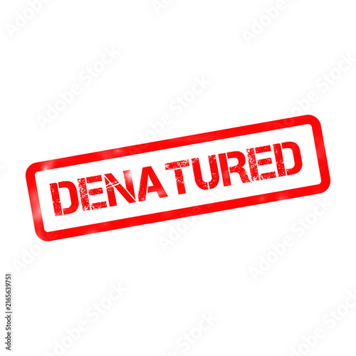 Картината върху платно Denatured red rubber stamp icon, weathered grunge text on white background, indu