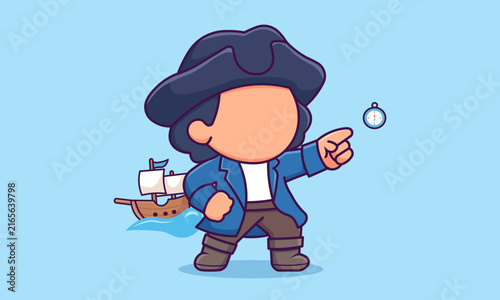 cartoon columbus day celebration illustration