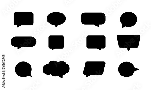 black speech bubble vector chat message icon set