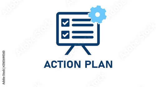 Action plan checklist icon animation, business strategy project management simple icon animation on white background.
