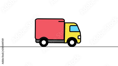 Delivery truck moving animation for shipping logistics and transport concept. Fast delivery, shipping services animation.