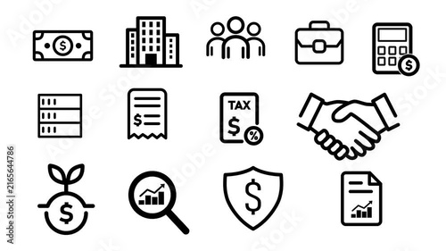 Business and finance line icons set animation, corporate banking and investment icon elements. Business, finance, banking, and investment line icon set motion graphics.