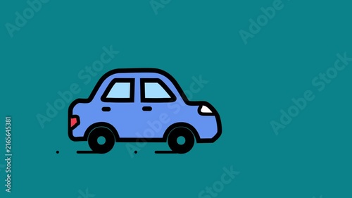 Colorful line art sedan car icon animation, modern colorful line art road travel vehicle transport concept.