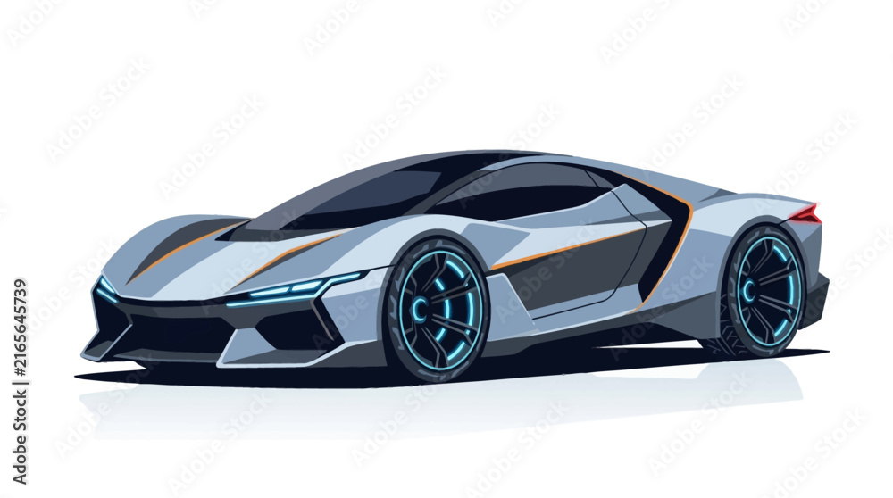 Fototapeta premium Futuristic sports car illustration with sleek aerodynamic design