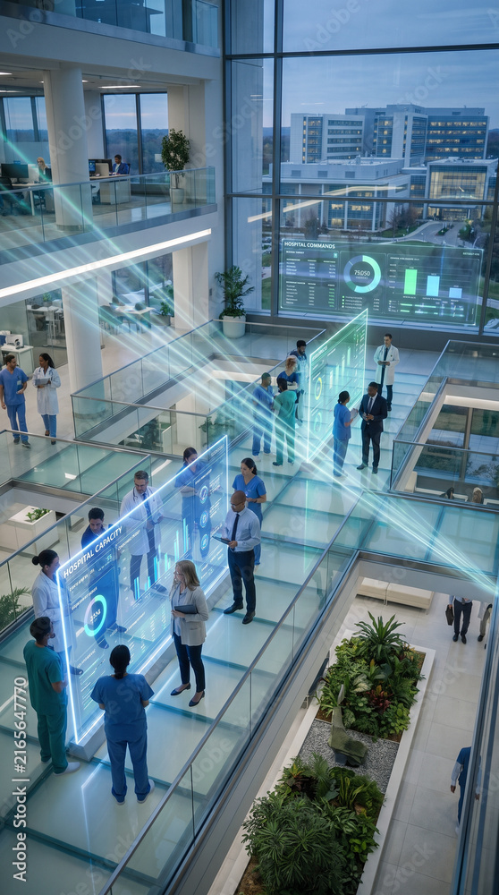 Fototapeta premium Futuristic Hospital with Digital Data Displays