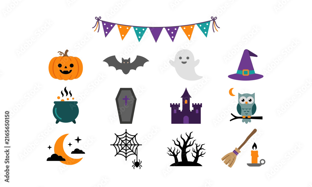 Fototapeta premium Celebrating the spooky season a collection of classic halloween icons and decorations for a festive october 31st