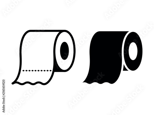 Title 2: Toilet paper icon showcasing a clean minimalist roll vector on a white background for bathroom supplies, hygiene, and sanitation designs.
