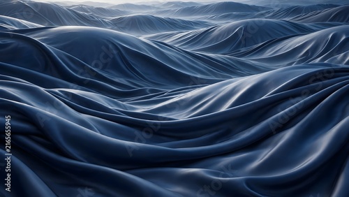 Dark blue fabric waves abstract background
