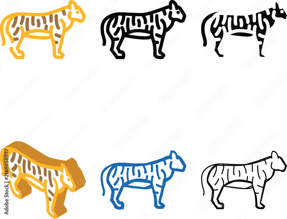 Naklejka premium tiger animal color icon vector. tiger animal sign. designs isolated symbol illustration