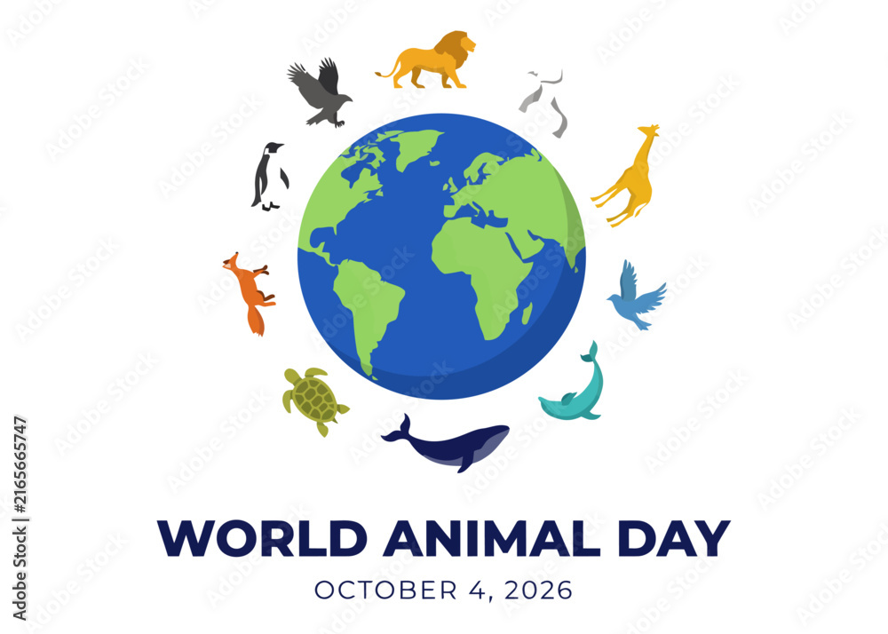 Naklejka premium World Animal Day Wildlife Conservation and Animal Protection Awareness Design