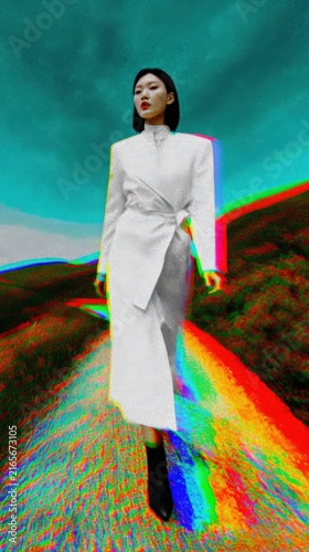 Elegant Fashion Portrait of Model in High-End Costume Design