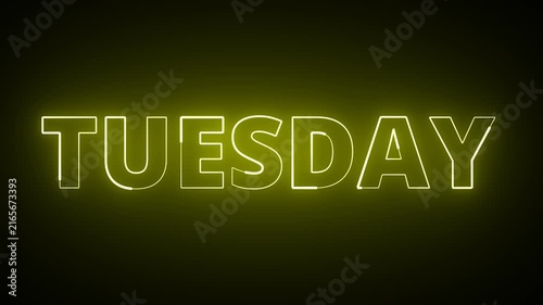 Moderan text weekly animation with saber, Tuesday saber text animation in 4k with alpha channel.