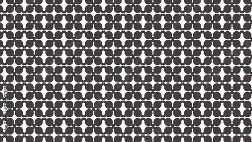 Fotografie Seamless black-and-white geometric pattern featuring repeating circular elements and star-like negative spaces