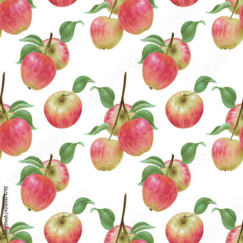 seamless pattern with red apples with transparent background 