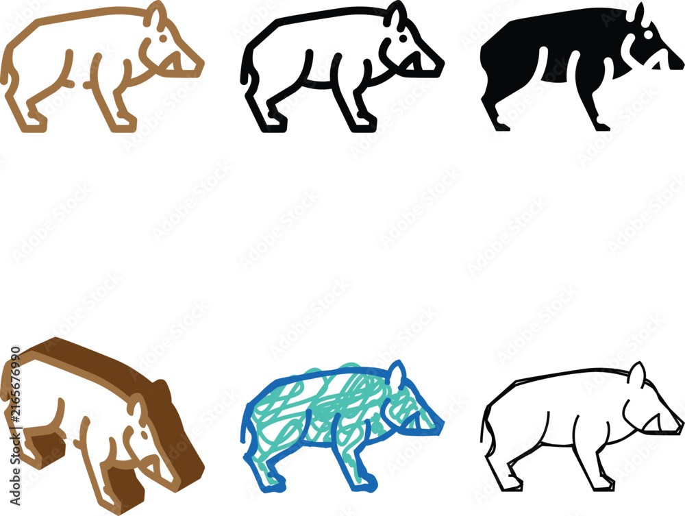 Naklejka premium boar animal stylized color icon vector. boar animal sign. isolated symbol illustration