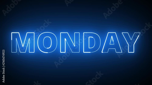 Moderan text weekly animation with saber, Monday saber text animation in 4k with alpha channel.