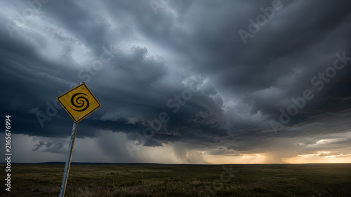 Generic Storm Warning Marker in Rural Landscape