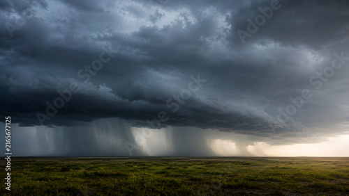 Intense Rainfall System Approaching Open Landscape