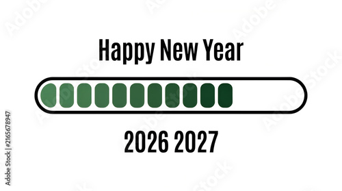 Progress bar with circular indicators displays a new year celebration graphic