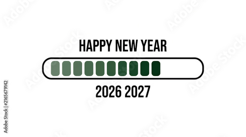 Progress bar graphic displays new year countdown from 2026 to 2027 vector illustration
