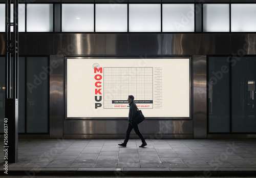 Backlight Billboard Mockup on Urban Building