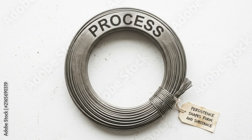 Plakat Coiled Metal Wire with the Word Process Embossed