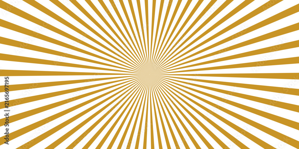 Fototapeta premium Modern gold abstract sunbeam rays background, vivid beams shooting out in every direction, perfect for presentation, flyer and social media post.