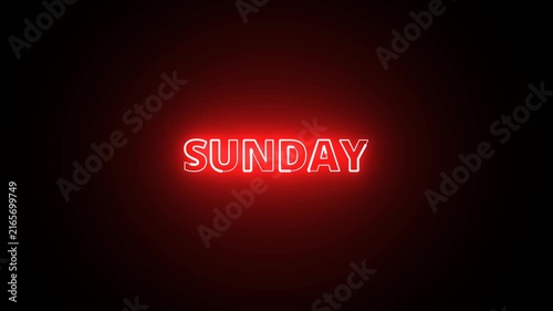 Moderan text weekly animation with saber, Sunday saber text animation in 4k with alpha channel.