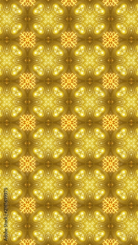 Golden glowing ornamental floral pattern for phone wallpaper and mobile background