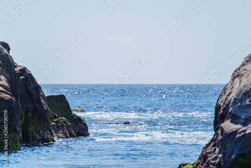 The ocean as seen from the rocky shore