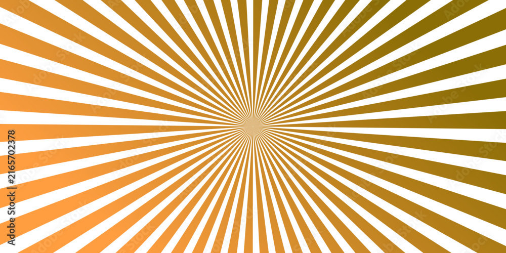 Fototapeta premium Dynamic amber and olive sunbeam rays background, converging lines radiating from the centre, abstract vibrant vector graphic for presentation, flyer and social media post.