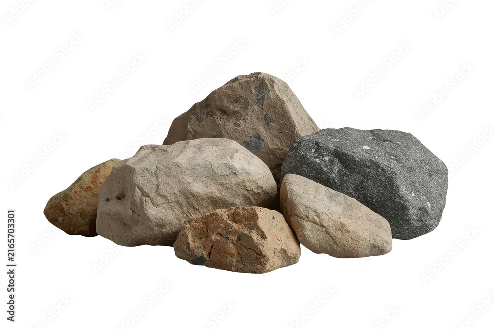 Obraz premium Pile of mixed gray and brown rough rocks