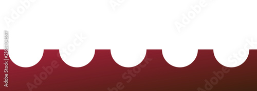 Dark red semicircular scalloped border pattern isolated on a plain white background shape