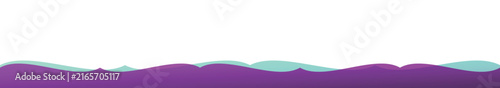 Wavy purple and teal layered landscape border isolated on a clean white background
