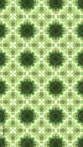 Green luminous ornamental pattern with glowing dots for phone wallpaper and mobile background