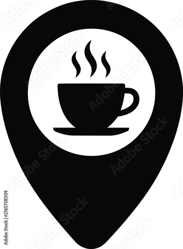 Hot Coffee Cup Map Pin Vector Icon for Cafe, Bakery, and Restaurant Locations