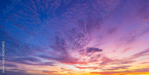 Принти на полотні Vibrant Sunset Sky with Colorful Clouds and Dramatic Twilight Gradient,A breatht