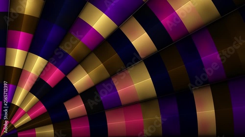 High-quality 4K abstract video featuring procedural JavaScript mesh gradients. This dynamic animation showcases a segmented, radial geometric pattern with smooth, glossy, 3D-like reflections. 